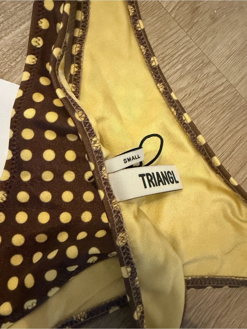 triangl swimwear Brown with Yellow Polka Dot Bikini Bottom